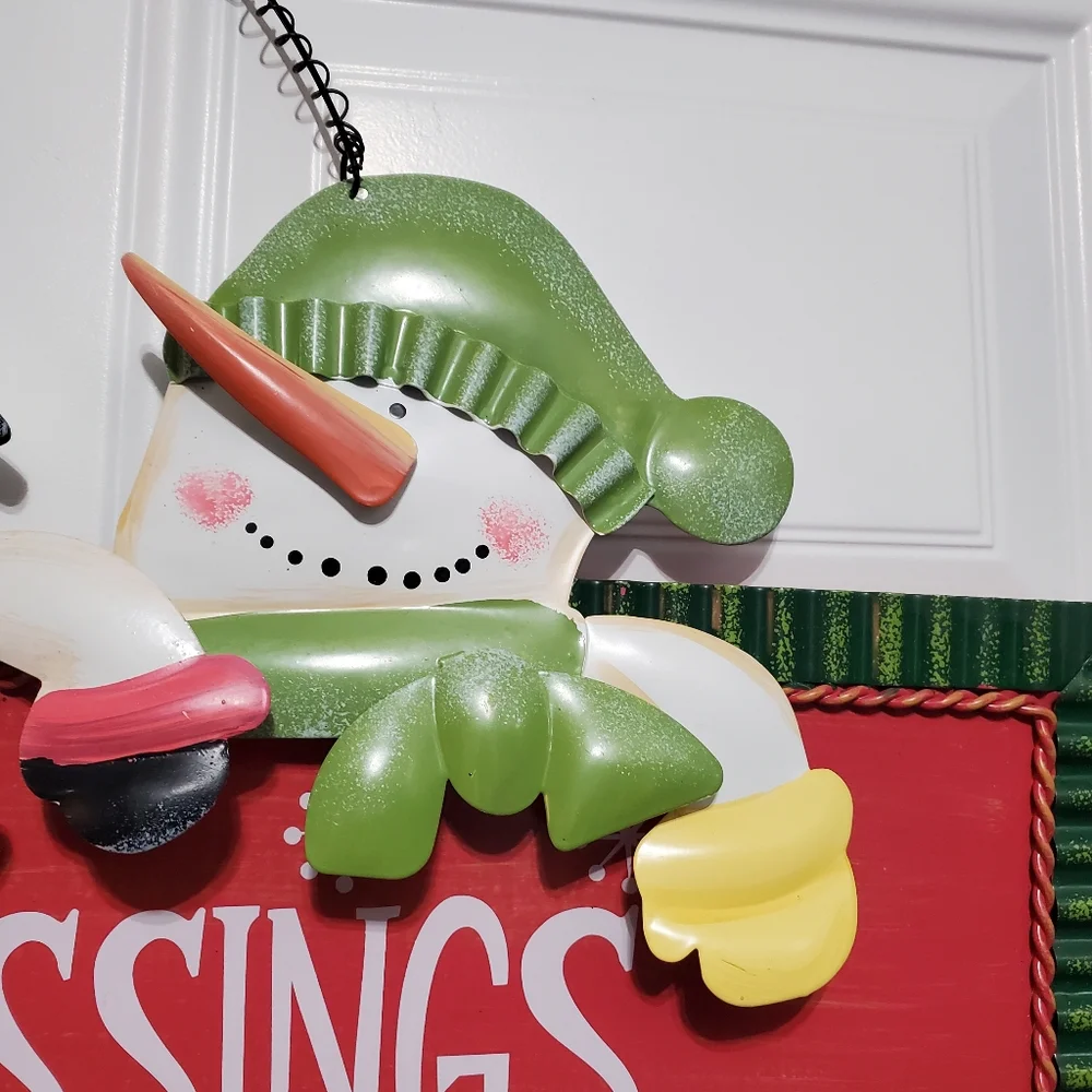 Warm Winter BLESSINGS Snowman Metal Wall Hanging